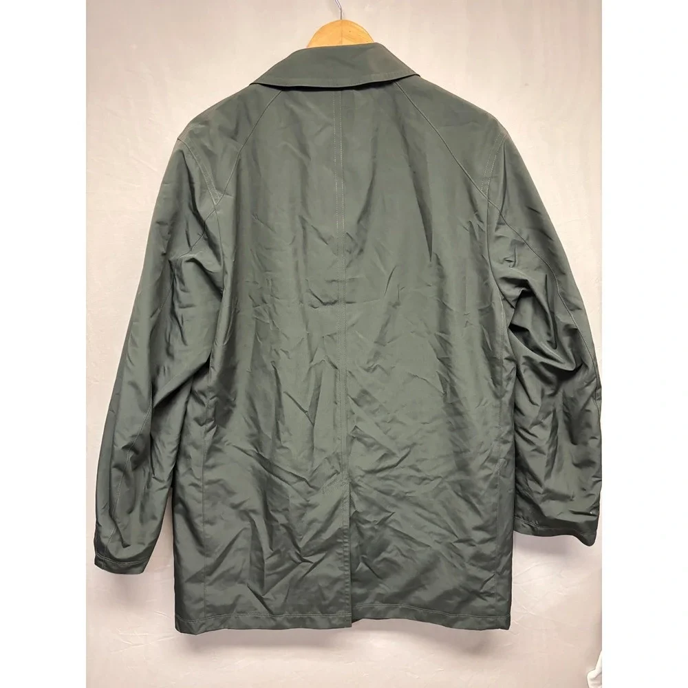 Sanyo Trench Coat Mens Deep Forest Green Long Sleeve Pocket Travel Outdoor Small